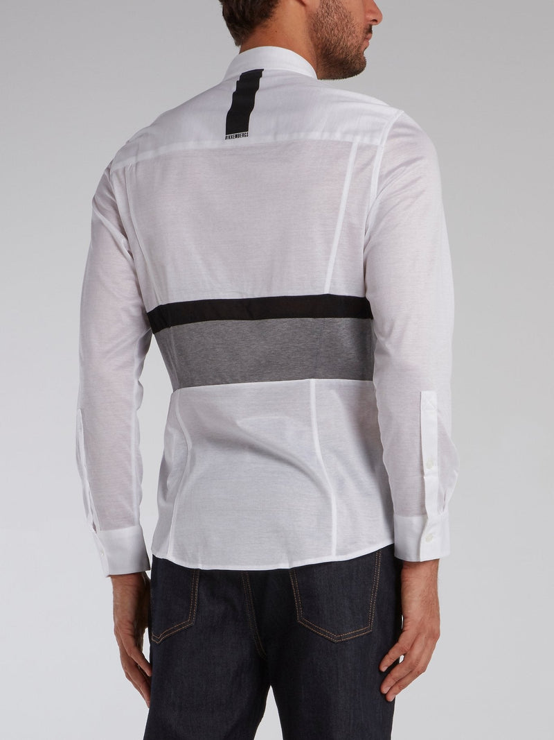 White Contrast Panel Shirt