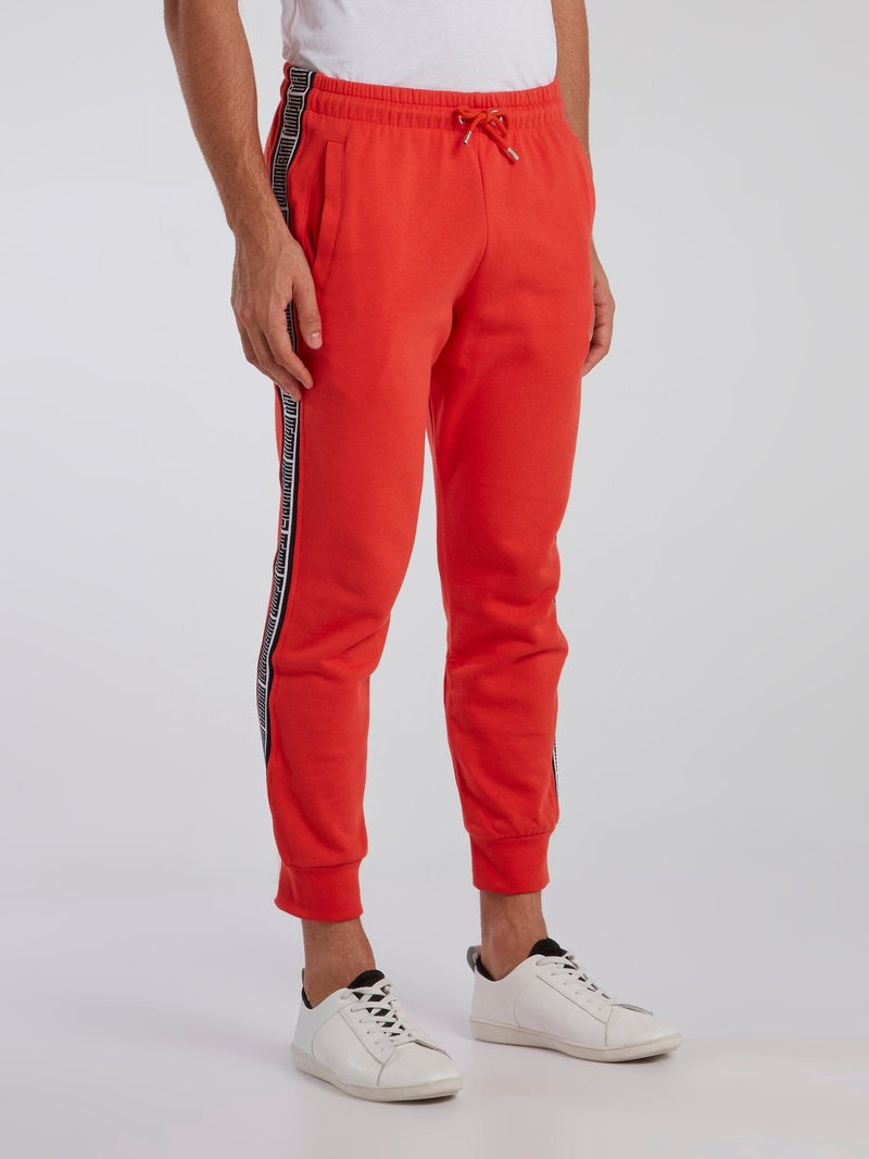 Orange Logo Tape Seam Jogger Pants