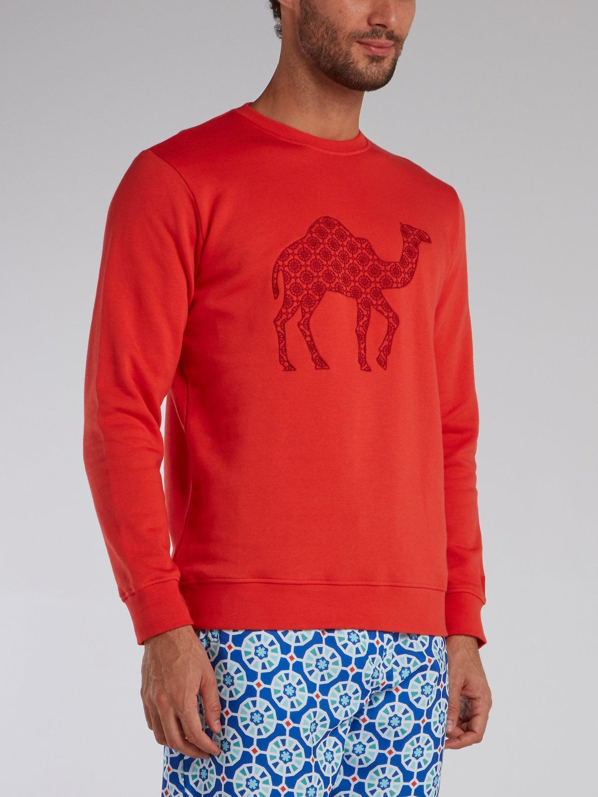 Orange Mosaic Camel Print Sweatshirt