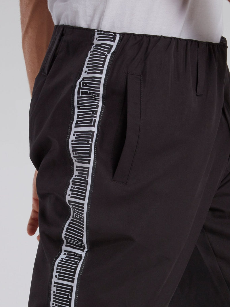 Black Logo Tape Seam Trousers