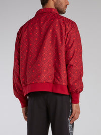 Red Mosaic Print Button Up Jacket