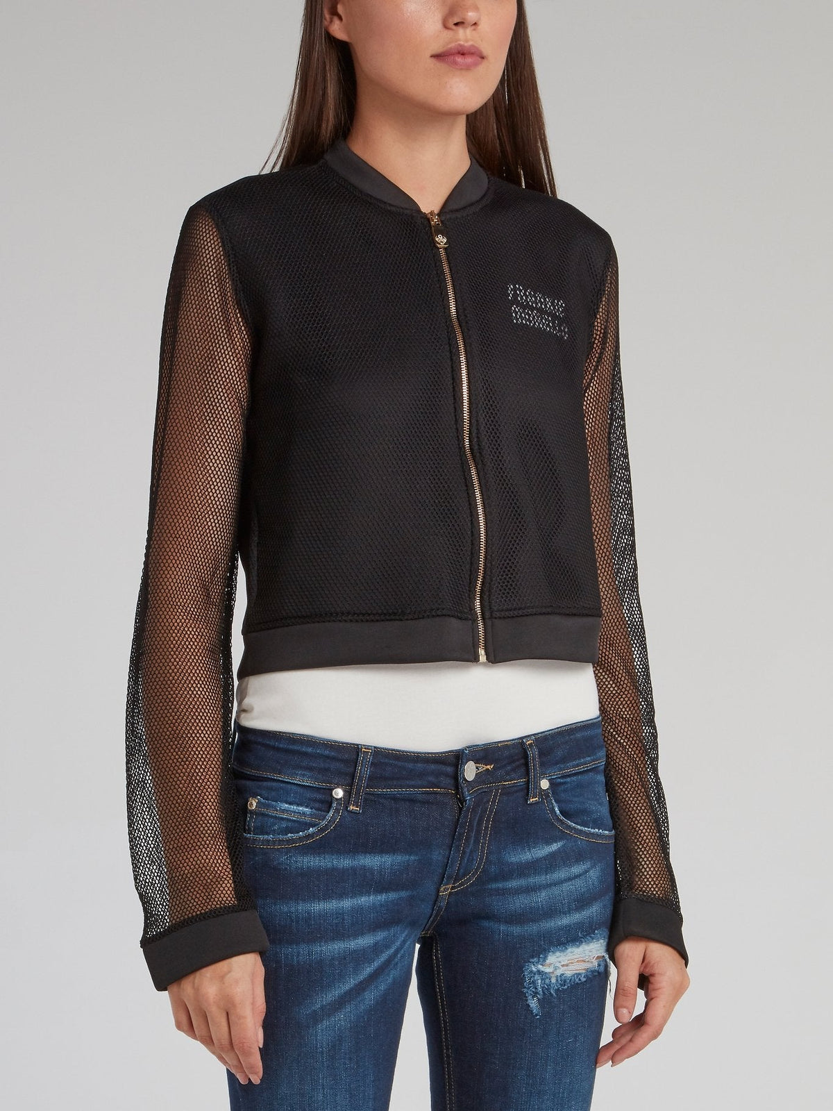 Alexia Net Mesh Bomber Jacket