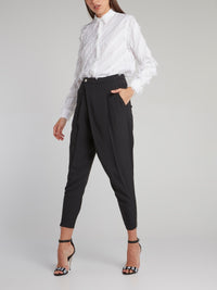 Black Asymmetric Tapered Pants