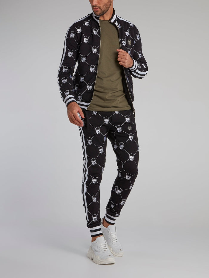 Black Skull-Monogram Sweat Pants