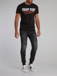 Black Embroidered Logo T-Shirt