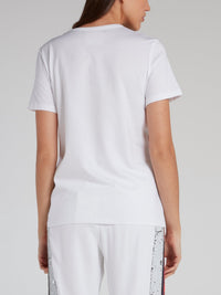 White Embroidered Statement T-Shirt