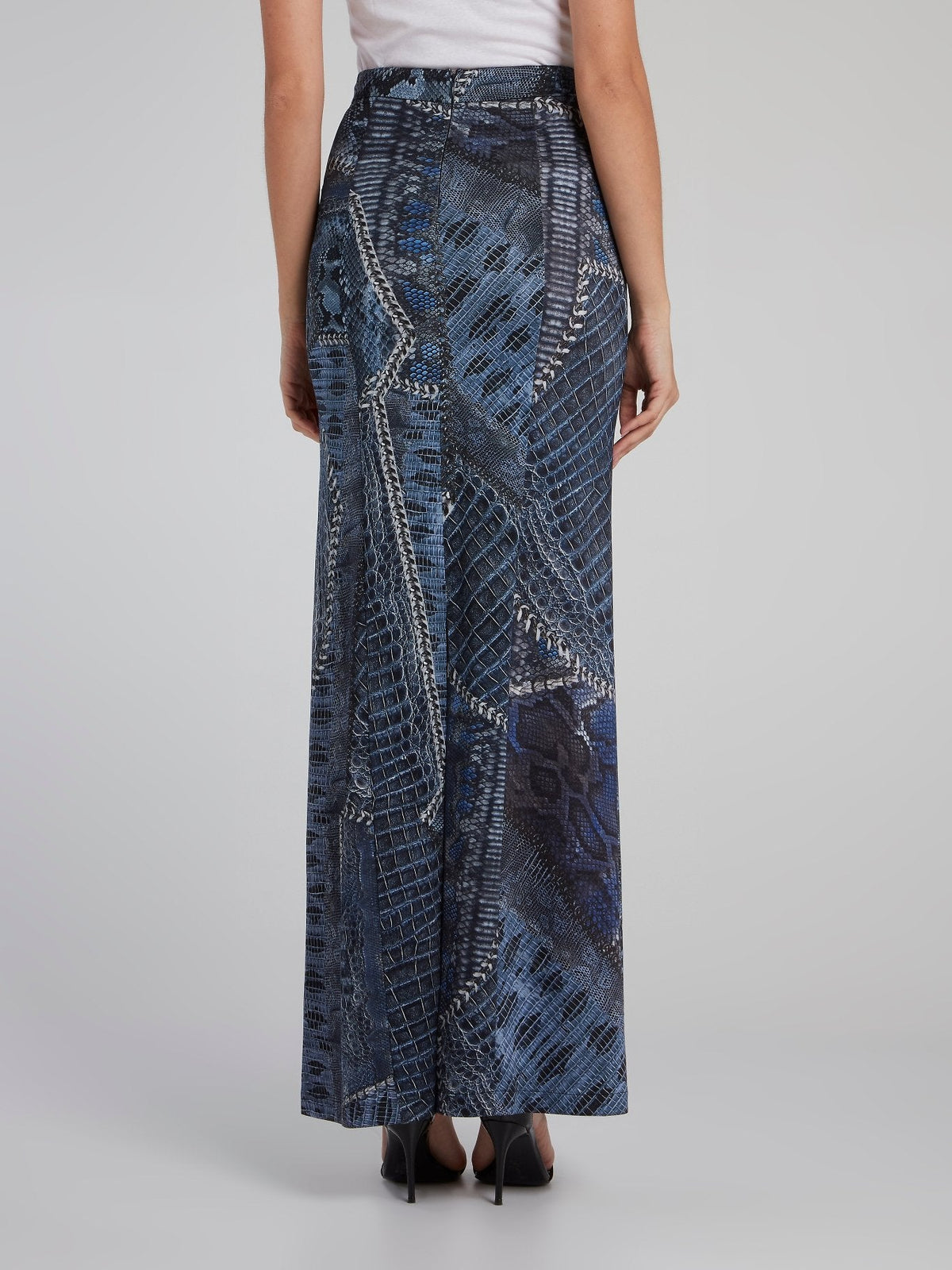 Snake Print Column Maxi Skirt