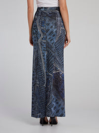 Snake Print Column Maxi Skirt