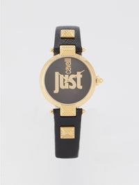 Just Mio Black Logo Dress Watch