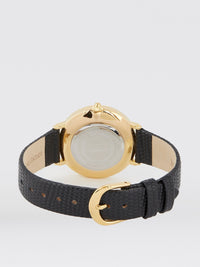 Black Zebra Effect Leather Watch