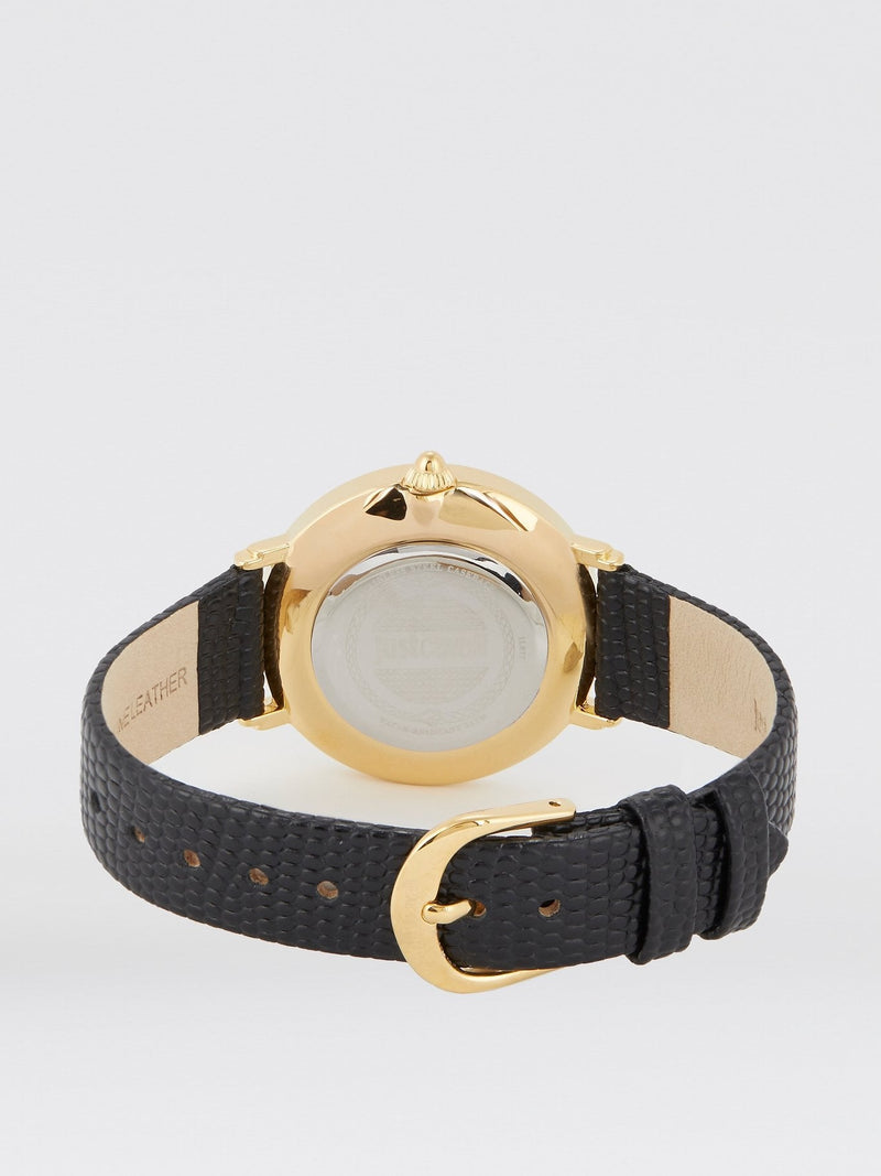 Black Zebra Effect Leather Watch