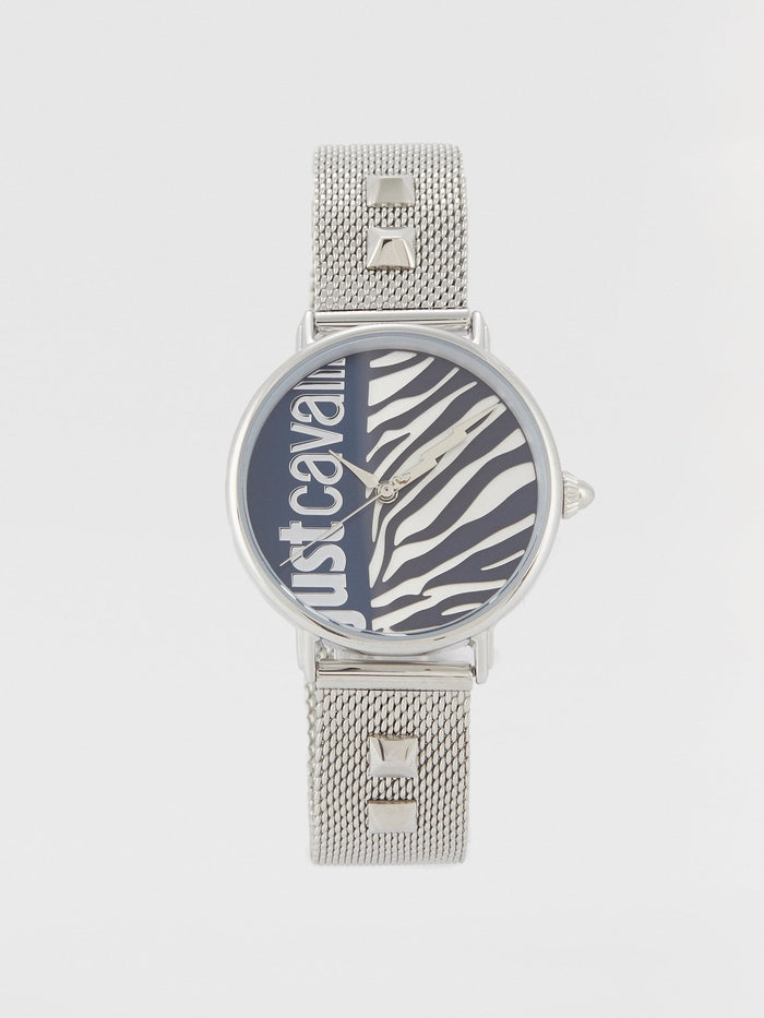 Blue Zebra Effect Steel Watch