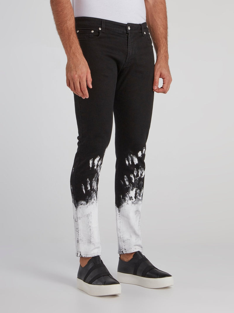 Black Contrast Paint Skinny Jeans