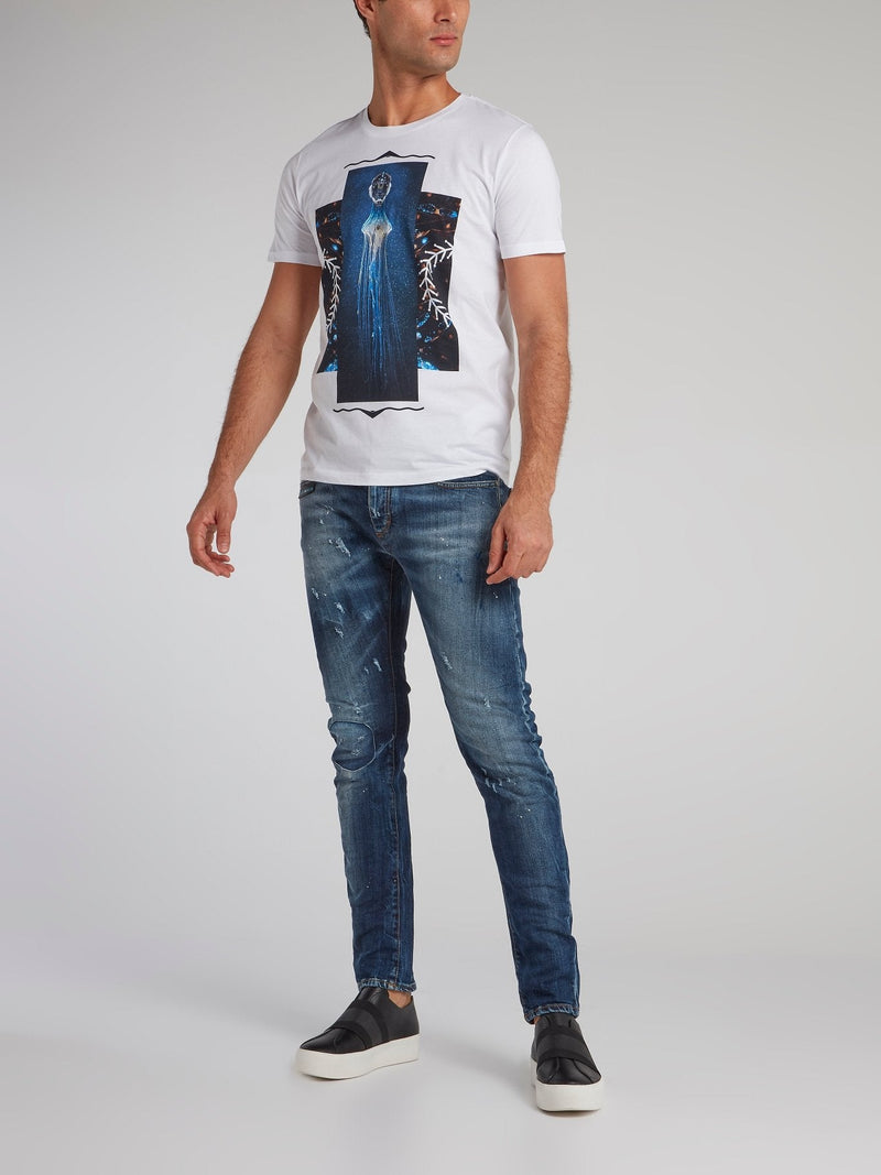 Huberto White Graphic Print T-Shirt