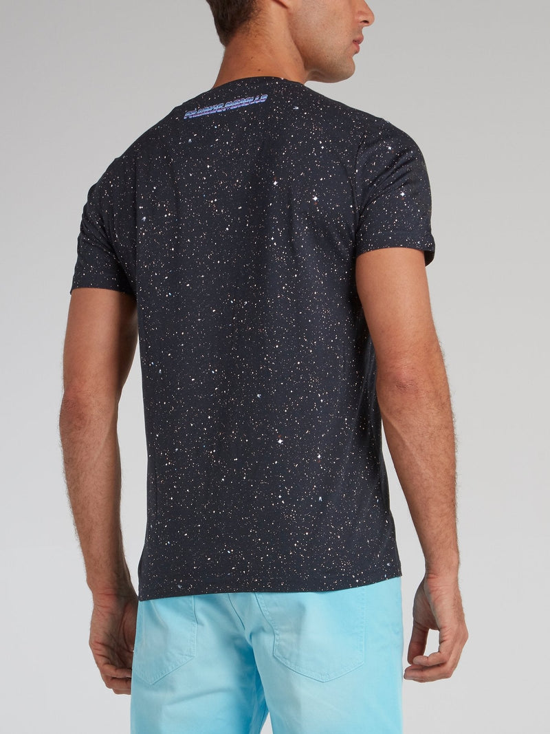 Balbino Black Galaxy Print T-Shirt