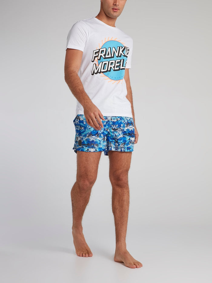 Nale Blue Paint Print Swim Shorts