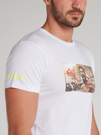 300 White Graphic Print T-Shirt