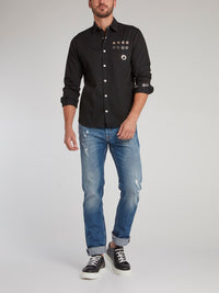 Black Ring Embellished Shirt