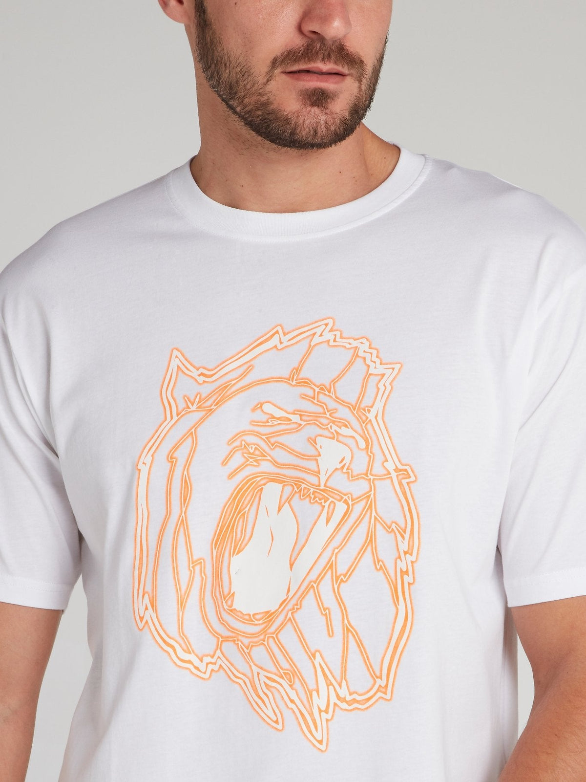 White Lion Head Print T-Shirt