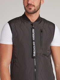 Black Zip Up Quilted Gilet