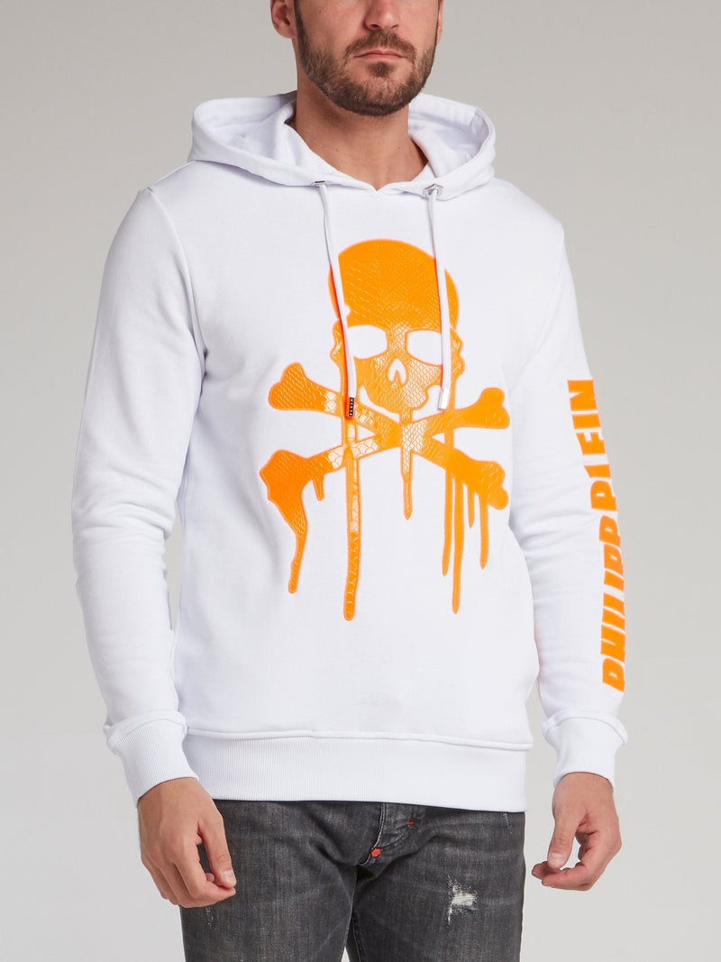 White Dripping Skull Hooded Sweatshirt