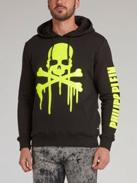 Black Dripping Skull Hooded Sweatshirt