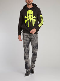 Black Dripping Skull Hooded Sweatshirt