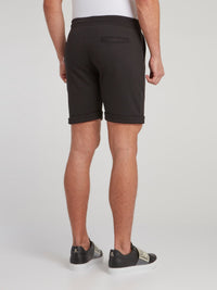 Black Folded Hem Jogging Shorts