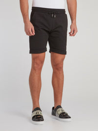 Black Folded Hem Jogging Shorts