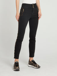 Black Ring Embellished Skinny Jeans