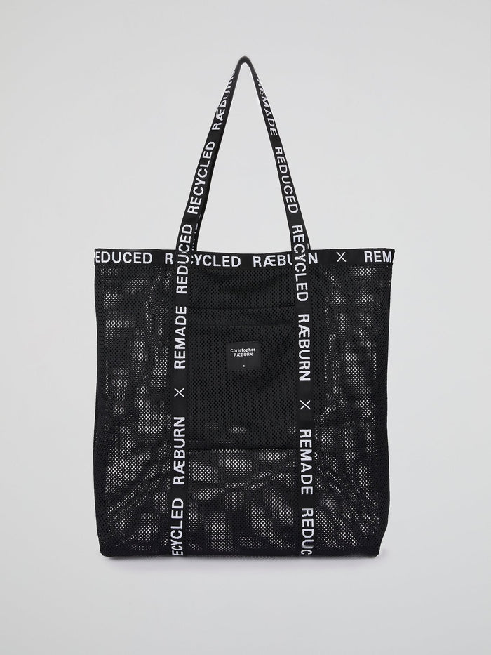 Black Logo Trim Tote Bag