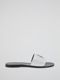 Silver Monogram Flat Sandals