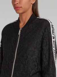 Black Logo Tape Lace Bomber Jacket