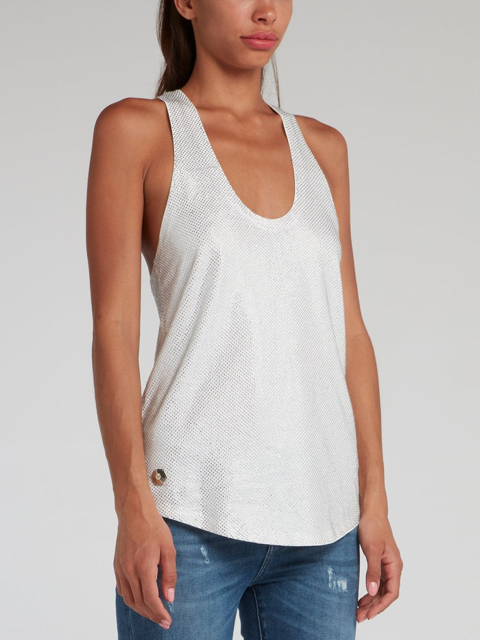 White Racerback Crystal Tank Top