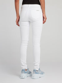 White Distressed Slim Fit Jeans