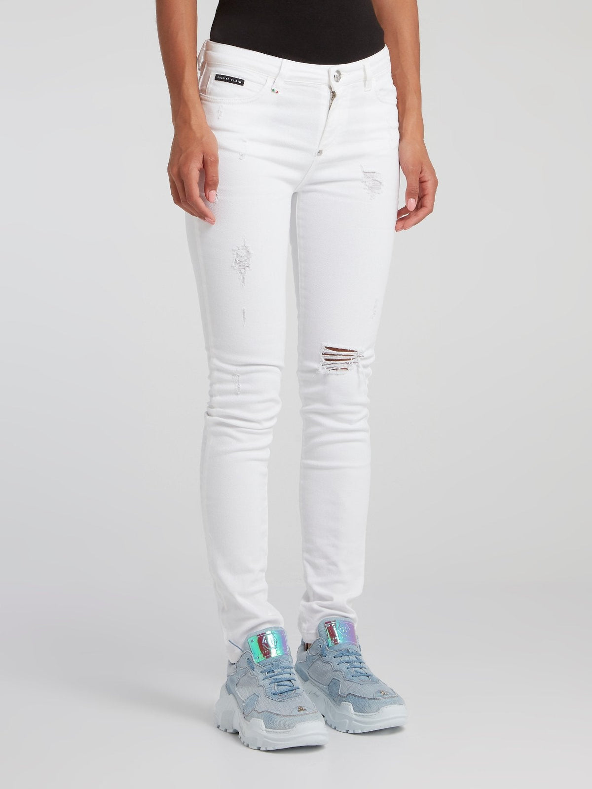 White Distressed Slim Fit Jeans