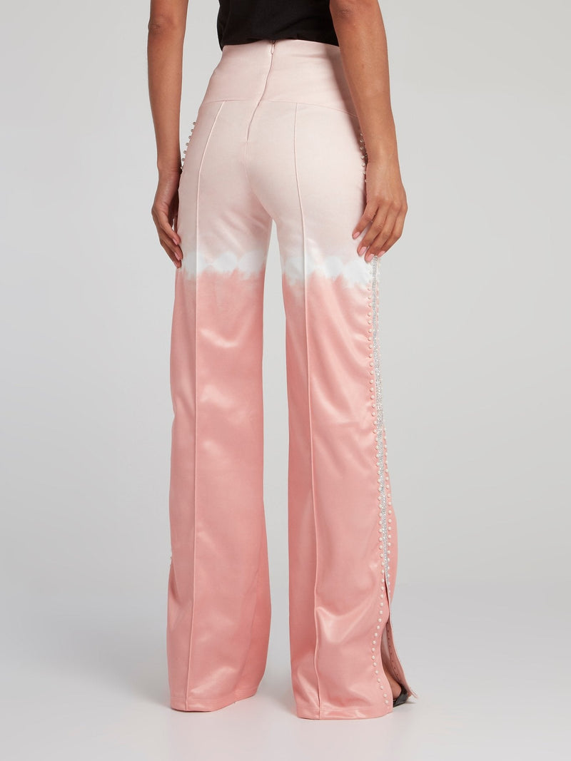 Pink Tie Dye Wide Leg Trousers