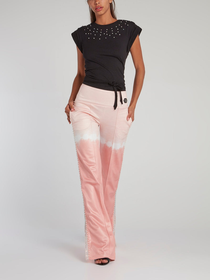 Pink Tie Dye Wide Leg Trousers