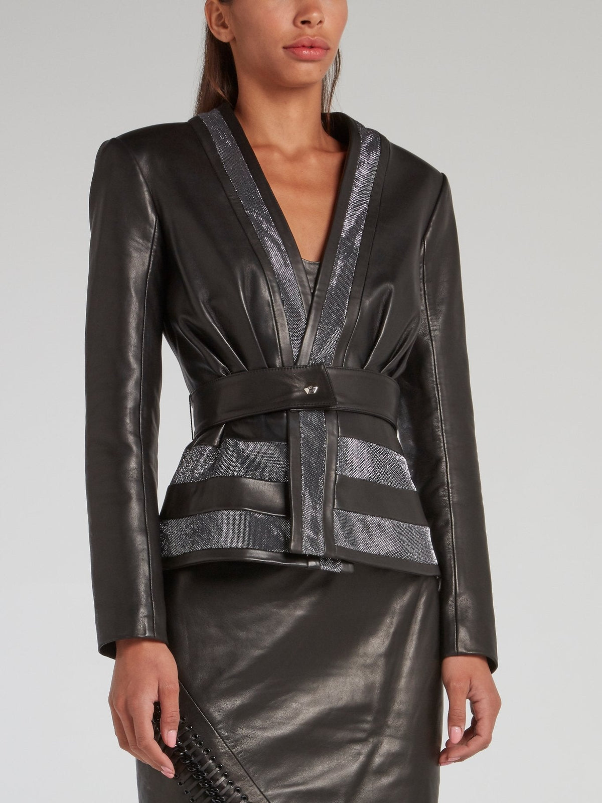 Black Belted Leather Jacket