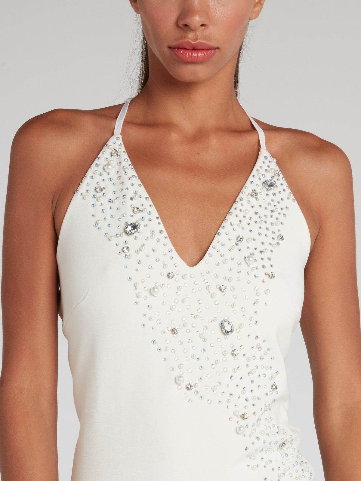 White Cage Back Multi-Stud Dress