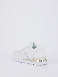 White Perforated Panel Leather Sneakers