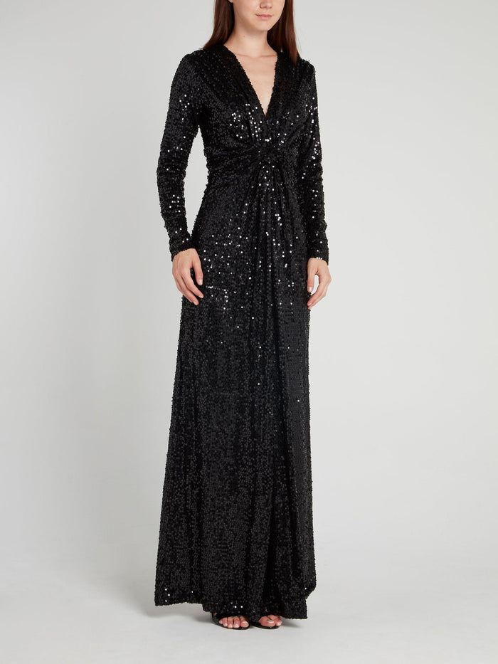 Black Sequin Maxi Dress