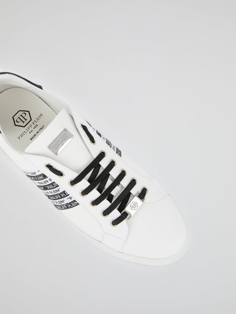 White Contrast Logo Stripe Sneakers