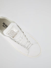 White Logo Flap Low Top Sneakers