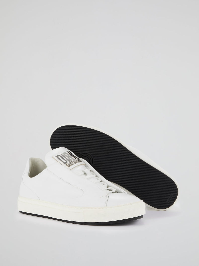 White Logo Flap Low Top Sneakers