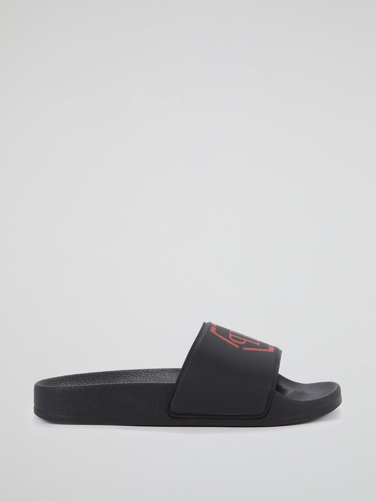 Black Flat Gummy Monogram Sandals