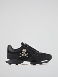 Black Mesh Panel Skull Trainers