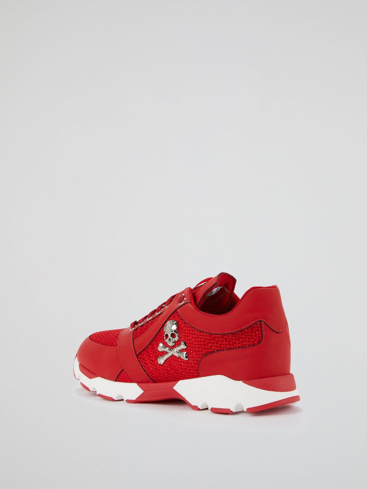 Red Skull Mesh Panel Trainers