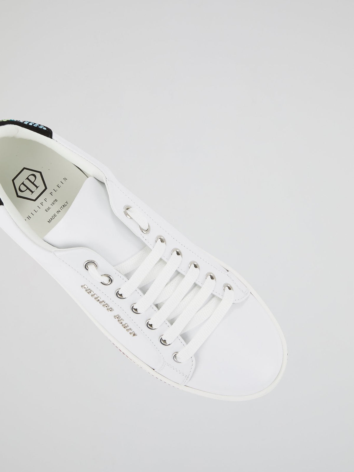 White Crystal Studded Low Top Sneakers