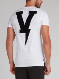 Thunderbolt White Embroidered T-Shirt